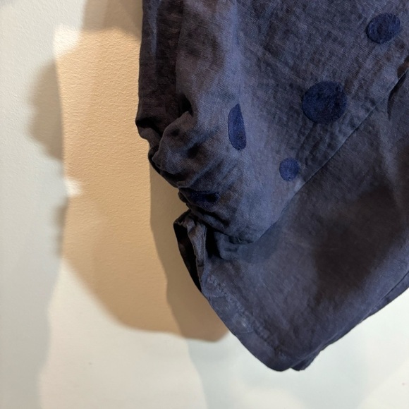 AMO Sz L-XL 100% Linen Harem Gathered Hem Polka Dots Soft Waist Slinky Pants - Picture 6 of 9